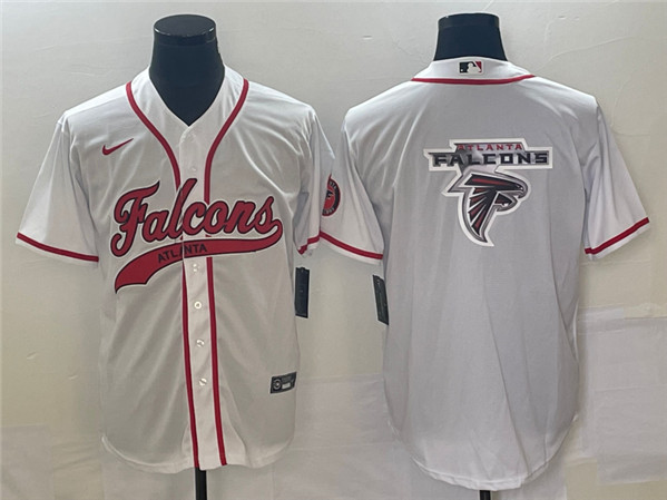 Atlanta Falcons White Team Big Logo With Patch Cool Base Stitched Baseball Jersey